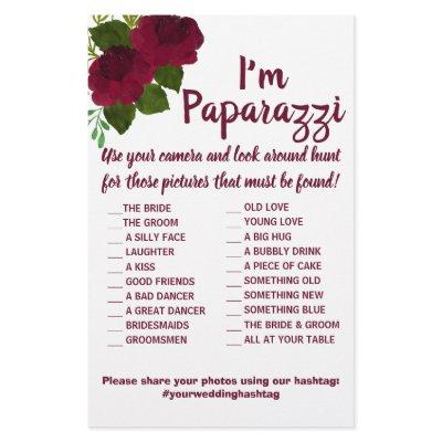 I'm paparazzi Game Card Red Flower Wedding Flyer