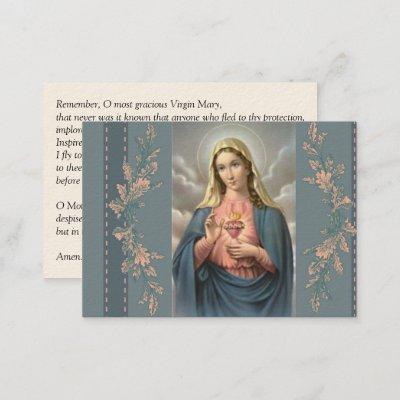 Immaculate Heart of Mary Memorare Prayer Holy Card