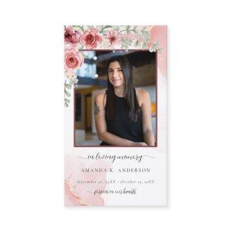 In Loving Memory Blush Red Funeral Prayer Card