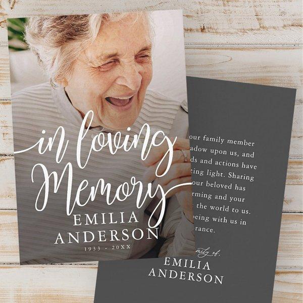 In Loving Memory Memorial Modern Simple Photo Card