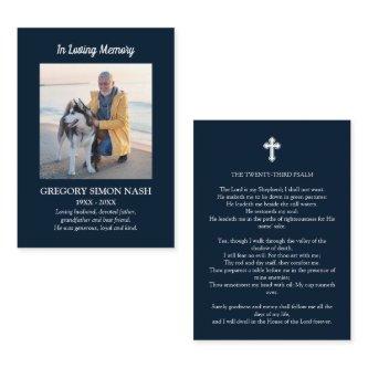 In Loving Memory Photo Blue Funeral Card