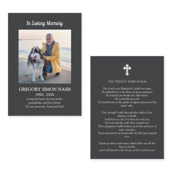 In Loving Memory Photo Gray Funeral Card