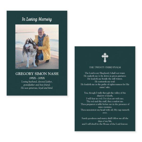 In Loving Memory Photo Green Funeral Card