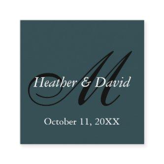 Indigo Color Stylish Cute Monogram Wedding Enclosure Card