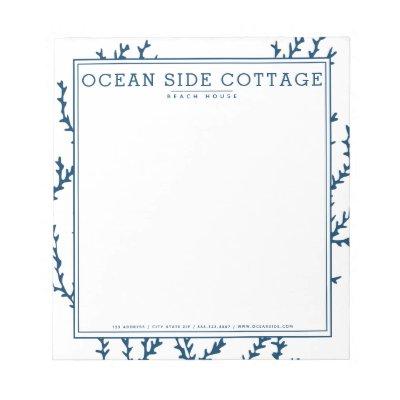 Indigo Seaweed, Elegant Nautical Beach House Style Notepad