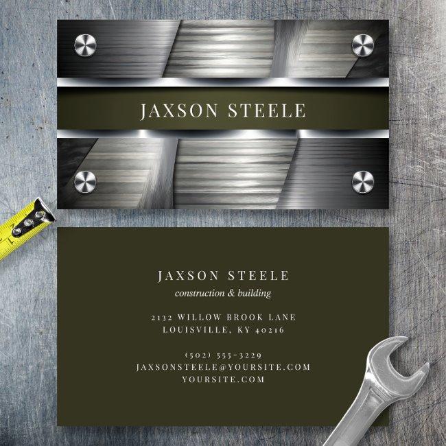 Industrial Brushed Metal and Olive Green