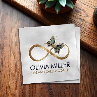 Infinity Symbol Butterfly Gold and Abalone Shell Square