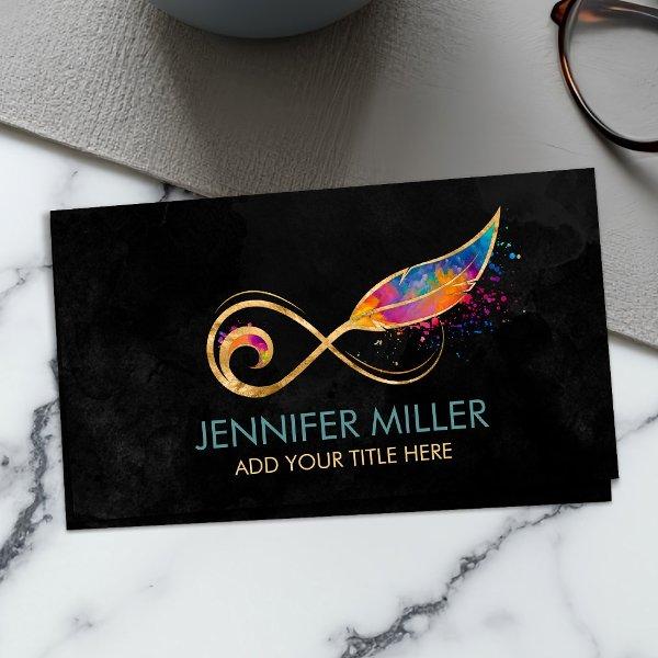 Infinity Symbol Feather - Color splatter Business
