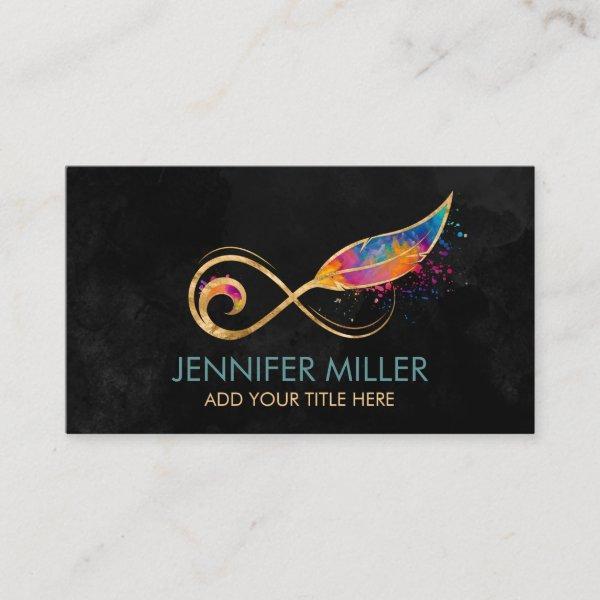 Infinity Symbol Feather - Color splatter Business