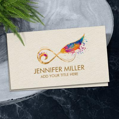Infinity Symbol Feather - Color splatter