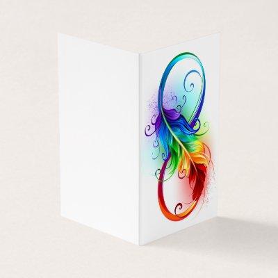 Infinity Symbol with Rainbow Feather