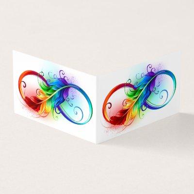 Infinity Symbol with Rainbow Feather