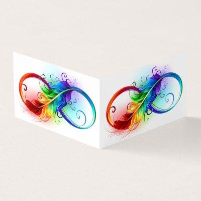 Infinity Symbol with Rainbow Feather