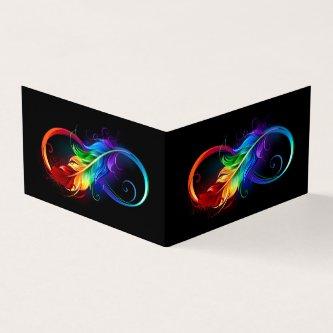 Infinity Symbol with Rainbow Feather
