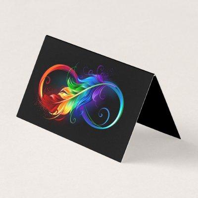 Infinity Symbol with Rainbow Feather