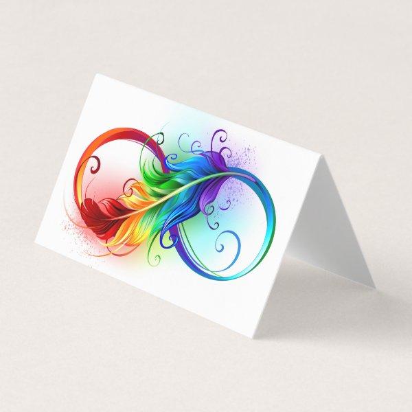 Infinity Symbol with Rainbow Feather