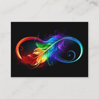 Infinity Symbol with Rainbow Feather