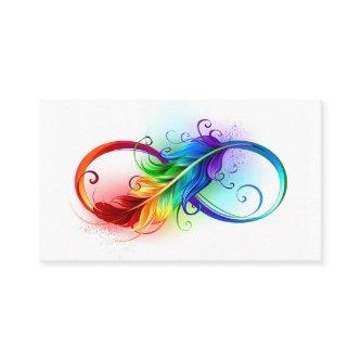 Infinity Symbol with Rainbow Feather Calling Card