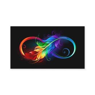 Infinity Symbol with Rainbow Feather Calling Card