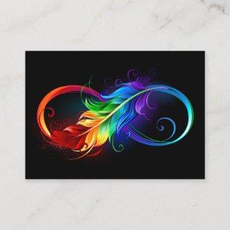Infinity Symbol with Rainbow Feather Calling Card