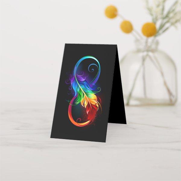 Infinity Symbol with Rainbow Feather Loyalty Card