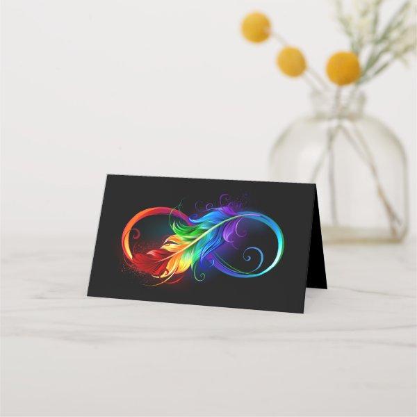 Infinity Symbol with Rainbow Feather Loyalty Card