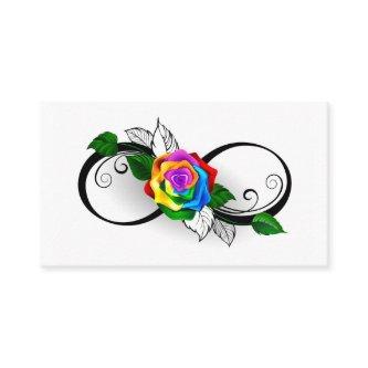 Infinity Symbol with Rainbow Rose Calling Card