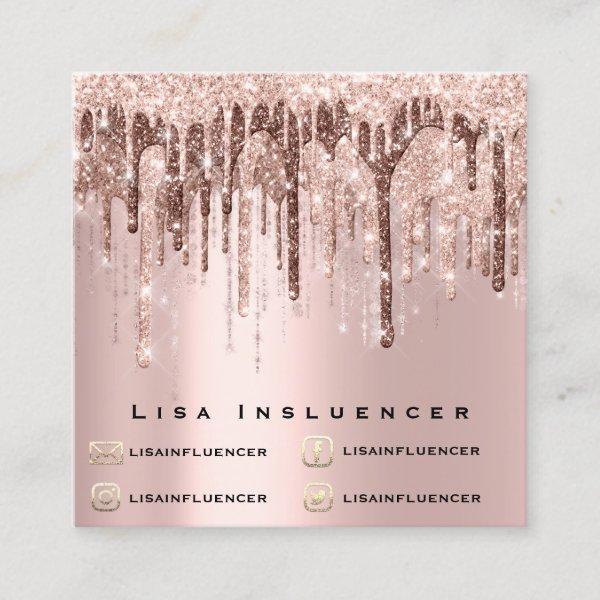 Influencer Makeup Drip Glitter Rose Chocolate Pink Square