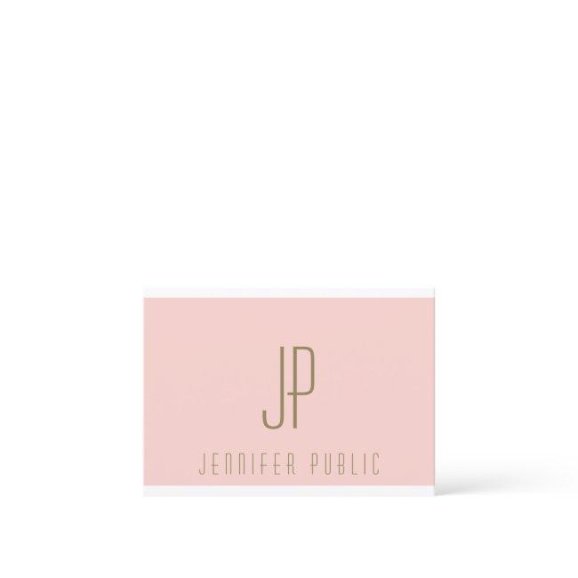 Initial Monogram Blush Pink Gold Text Modern
