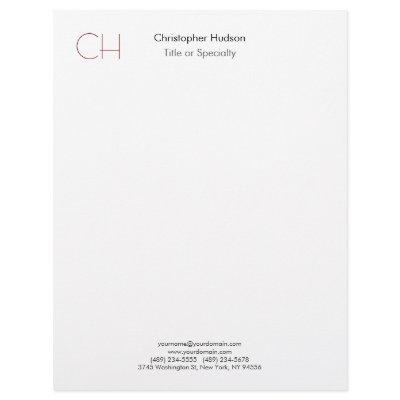 Initial Monogram Modern Minimalist Plain Simple Letterhead