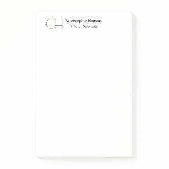 Initial Monogram Modern Minimalist Plain Simple Post-it Notes