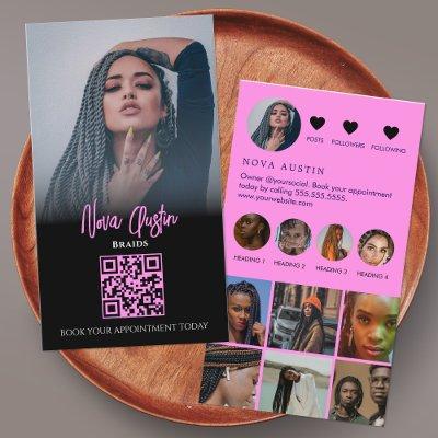 Instagram Braid Hair Hot Pink And Black QR Code