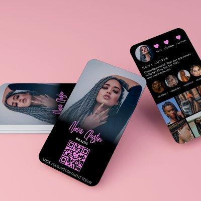 Instagram Braid Hair Hot Pink And Black QR Code