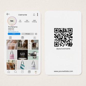 Instagram  QR Code White Busines Card