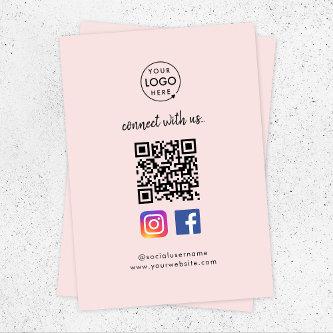 Instagram Facebook QR Code | Social Media Pink Enclosure Card