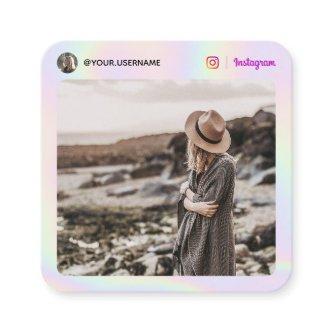 Instagram photo modern holographic pastel rainbow calling card