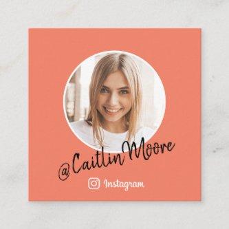 Instagram Photo Modern Script Coral Social Media Calling Card