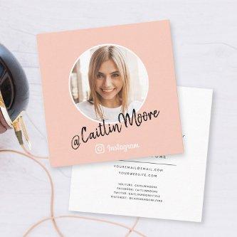 Instagram Photo Modern Script Trendy Social Media  Calling Card