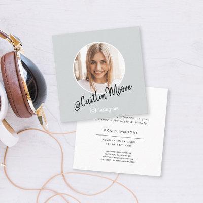 Instagram Photo Script Dusty Blue Social Media Calling Card