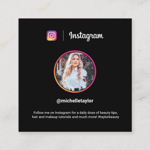 Instagram photo trendy social media modern black calling card