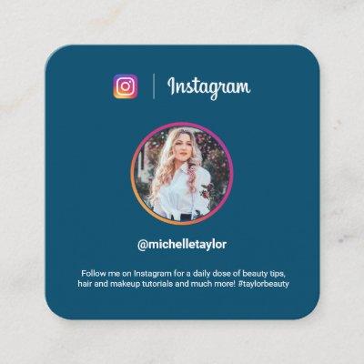 Instagram photo trendy social media modern blue calling card