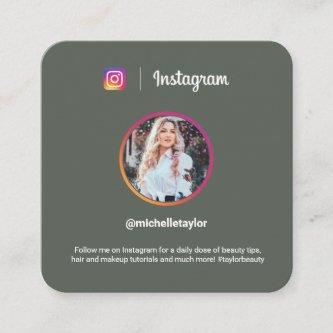 Instagram photo trendy social media modern green calling card