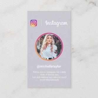 Instagram photo trendy social media modern purple calling card