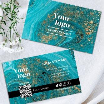 Instagram Qr Code Bold Marble Agate Turquoise Teal