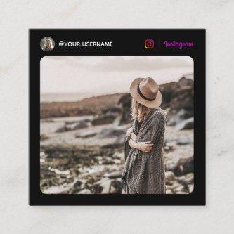 Instagram social media minimal black modern photo calling card