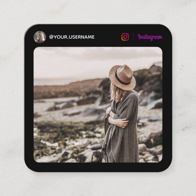 Instagram social media photo modern black minimal calling card