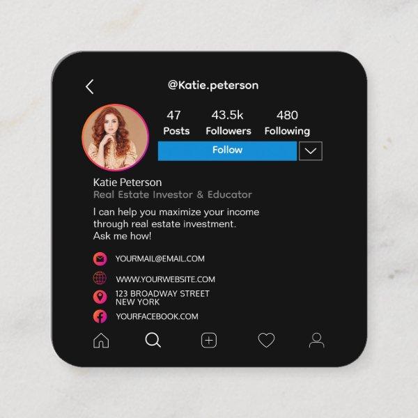 Instagram Social Media Profile Photo With QR Code Square