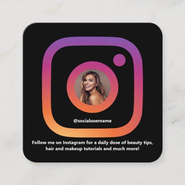 Instagram Style Black Trendy Social Media QR Code Square