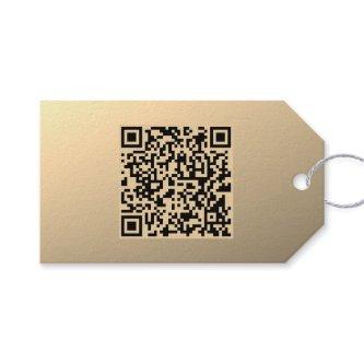 Instantly Editable QR code Template | Faux Gold Gift Tags