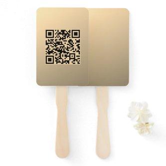 Instantly Editable QR code Template | Faux Gold Hand Fan